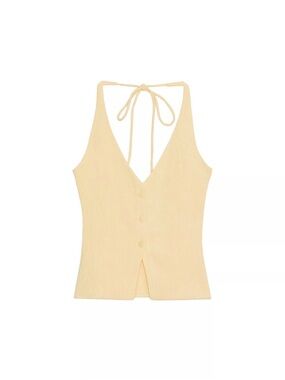 Zara Yellow Textured Halter Vest Top